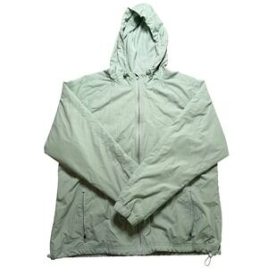 ASICS Womens XL Mint Green Hooded Windbreaker Full Zip Mesh Lined Running Jacket